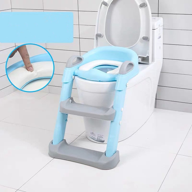 מושב אסלה לילדים עם מדרגות בטיחותי וריפוד נוח