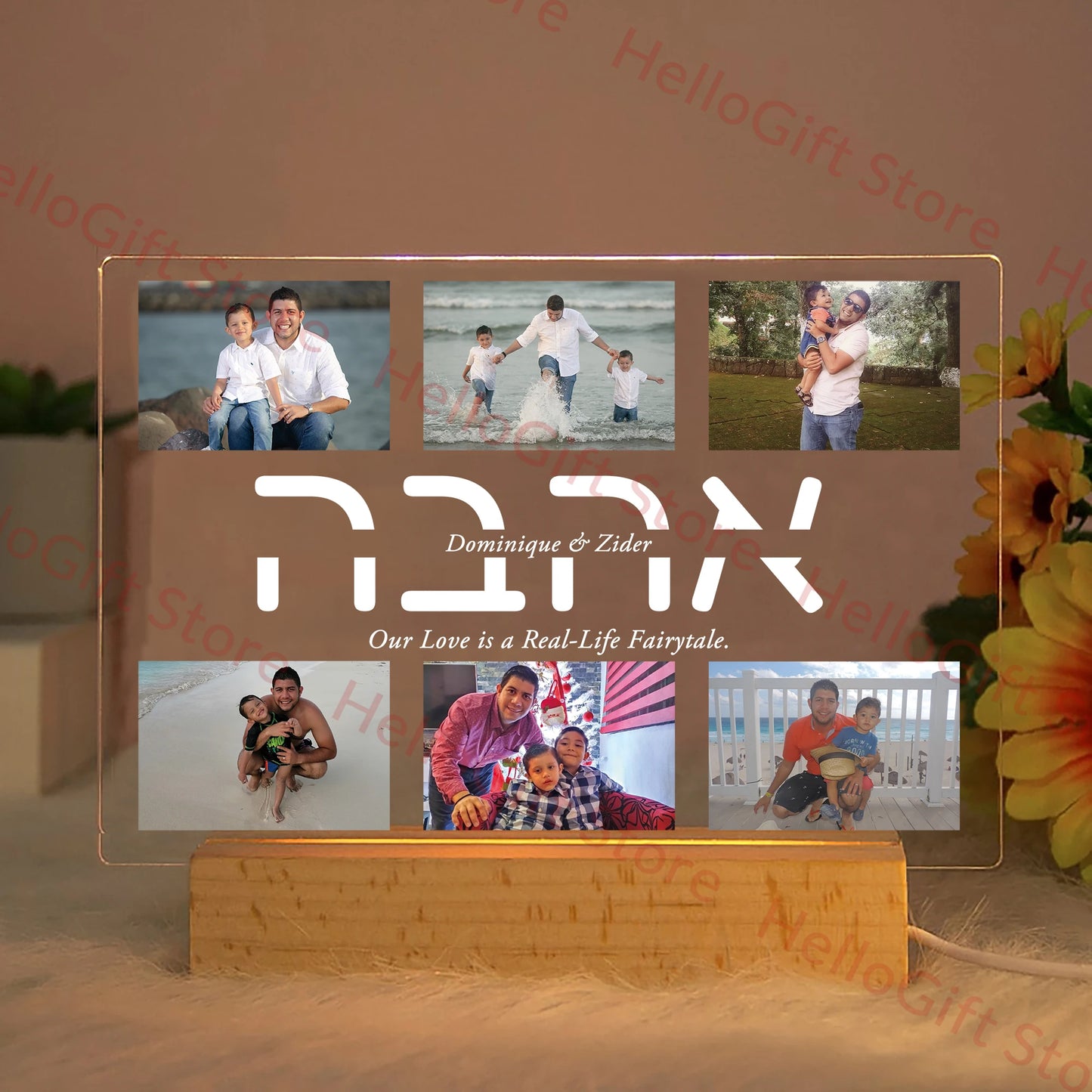 מנורת לילה אקרילית אישית בעיצוב תמונה וכיתוב