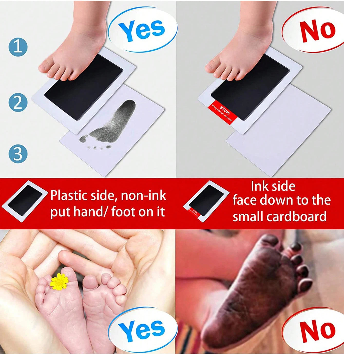 Baby footprint ink pad kit for clean, mess-free hand and foot impressions.