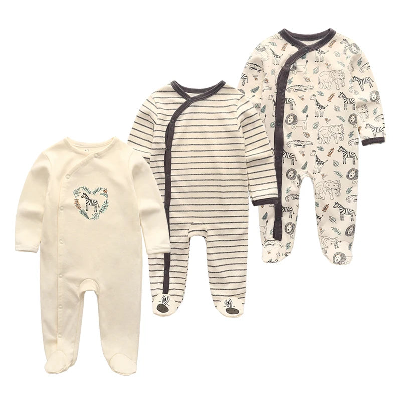 3-Piece Newborn Cotton Baby Bodysuit Set Long Sleeve