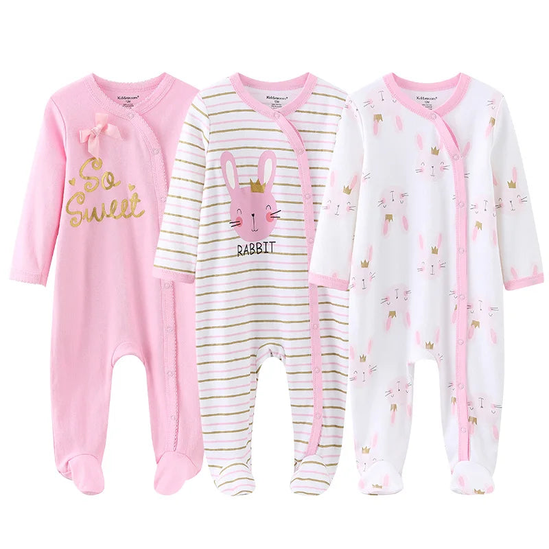 3-Piece Newborn Cotton Baby Bodysuit Set Long Sleeve