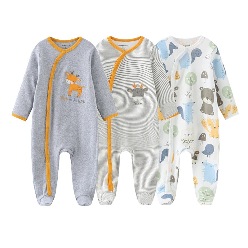 3-Piece Newborn Cotton Baby Bodysuit Set Long Sleeve