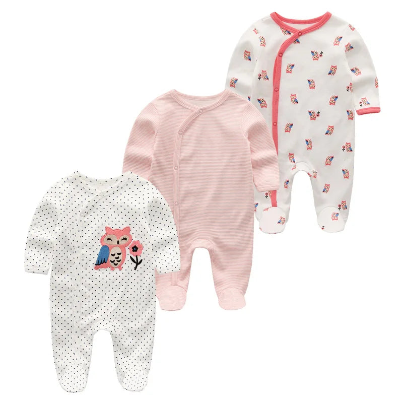 3-Piece Newborn Cotton Baby Bodysuit Set Long Sleeve