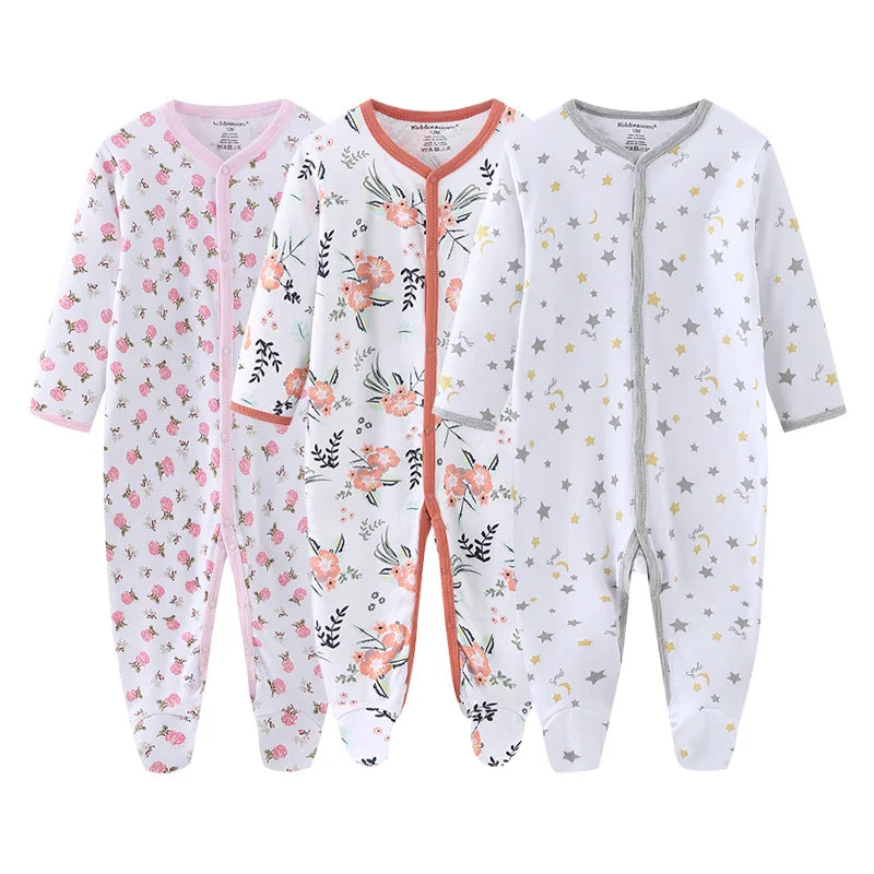 3-Piece Newborn Cotton Baby Bodysuit Set Long Sleeve