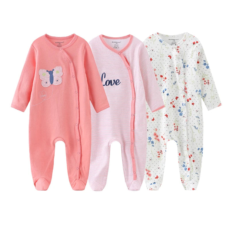3-Piece Newborn Cotton Baby Bodysuit Set Long Sleeve