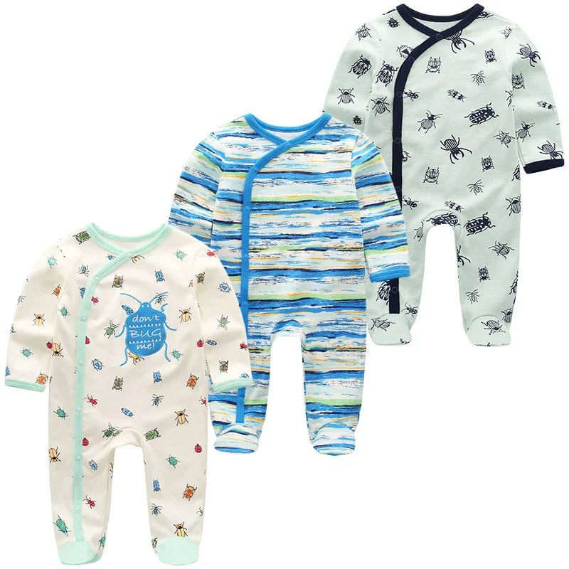 3-Piece Newborn Cotton Baby Bodysuit Set Long Sleeve
