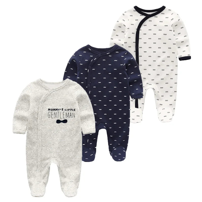 3-Piece Newborn Cotton Baby Bodysuit Set Long Sleeve