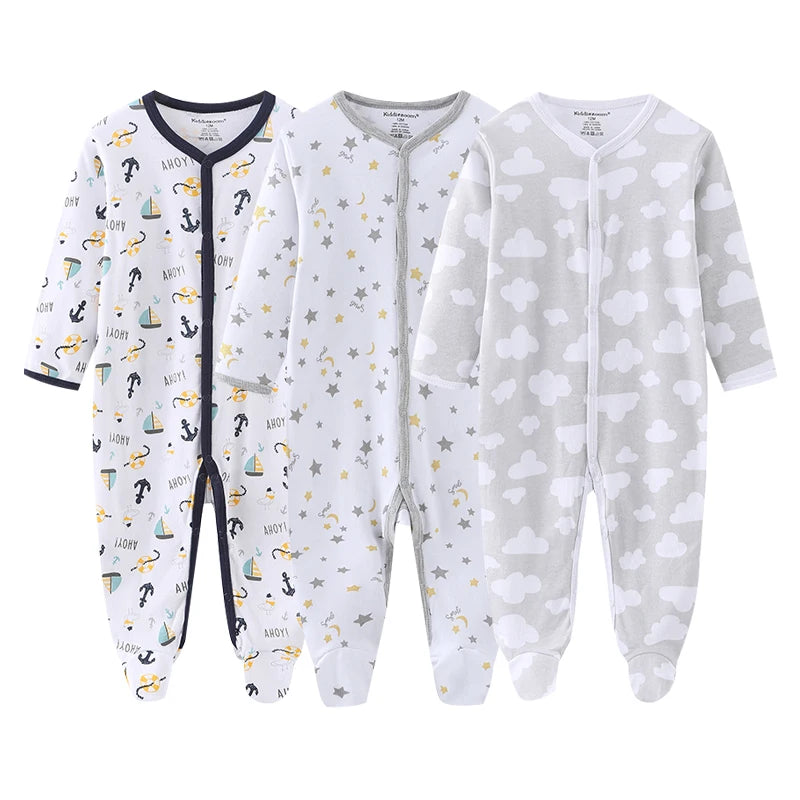 3-Piece Newborn Cotton Baby Bodysuit Set Long Sleeve