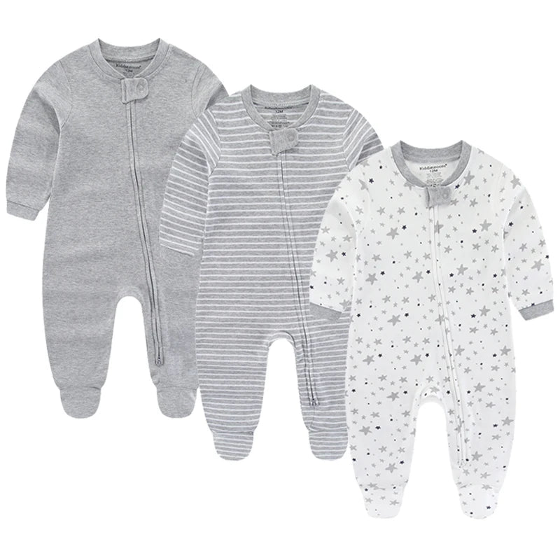 3-Piece Newborn Cotton Baby Bodysuit Set Long Sleeve