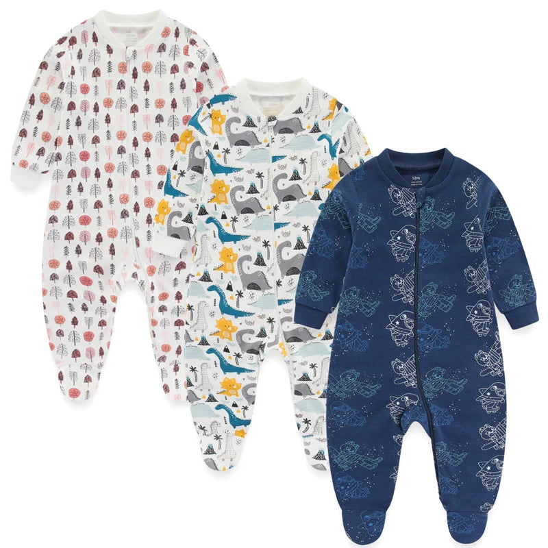 3-Piece Newborn Cotton Baby Bodysuit Set Long Sleeve