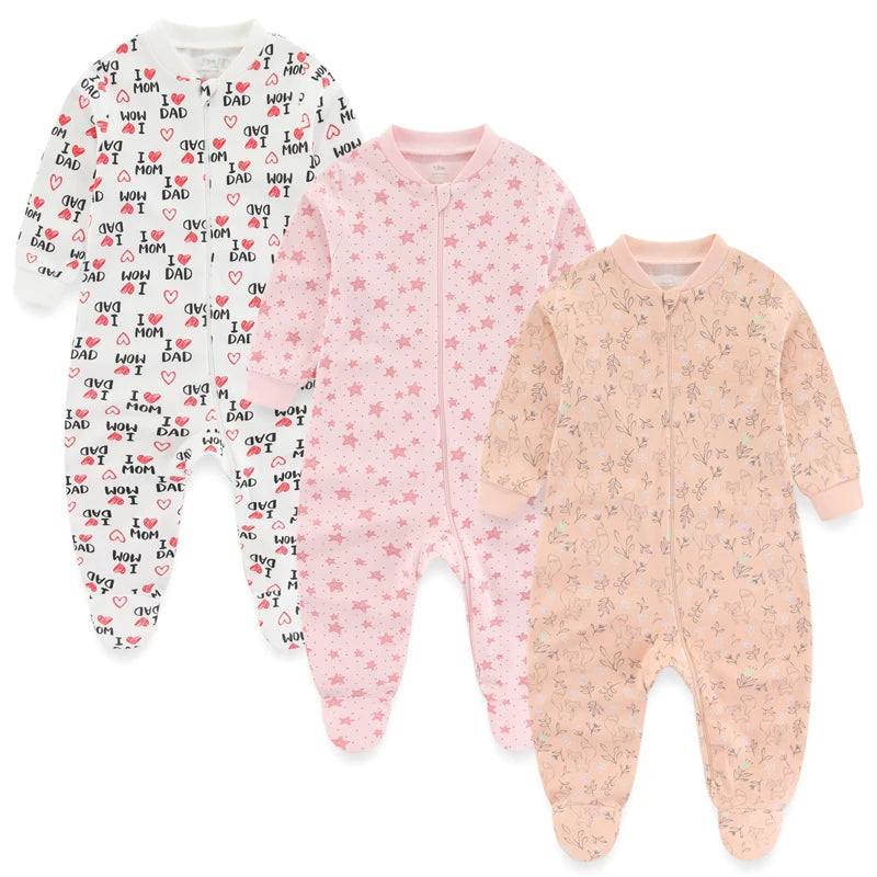 3-Piece Newborn Cotton Baby Bodysuit Set Long Sleeve