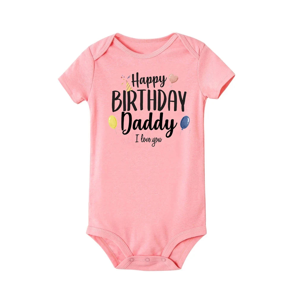 בגד גוף לתינוק Happy Birthday Daddy בעיצוב חגיגי