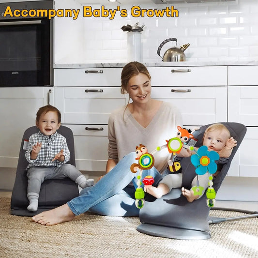 קשת פעילות לתינוק לעגלה עם צעצועים תלויים וקליפסים אוניברסליים