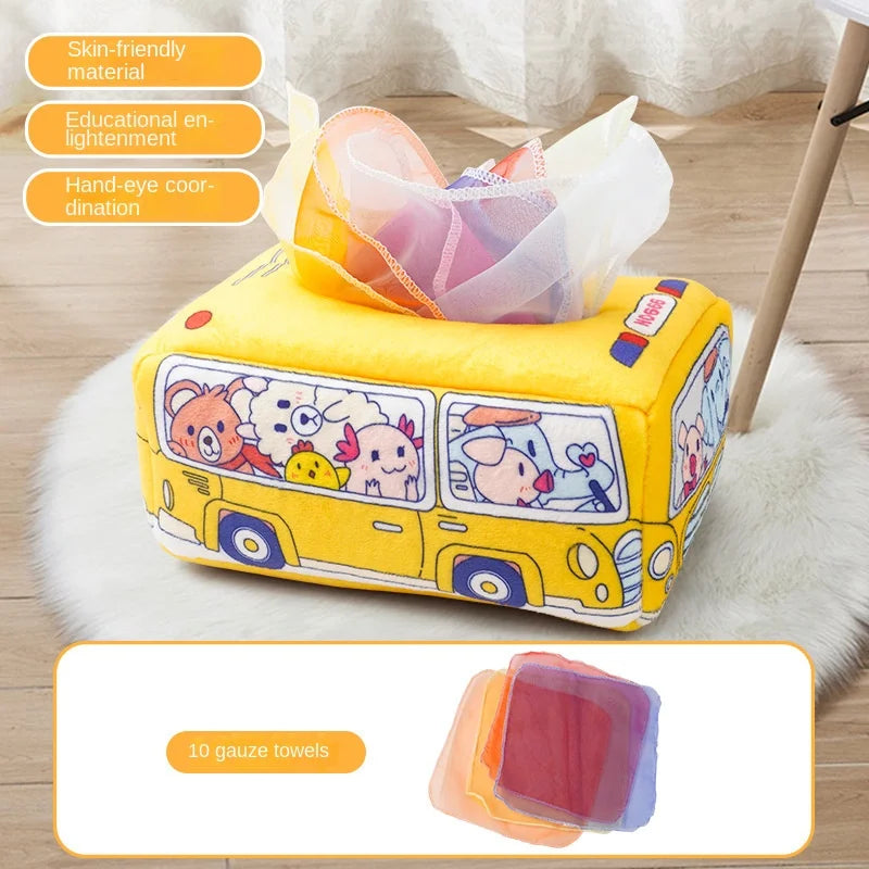 קופסת טישו קסומה מונטסורי צעצוע התפתחותי חושי לתינוקות ופעוטות