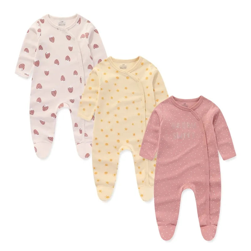 3-Piece Newborn Cotton Baby Bodysuit Set Long Sleeve