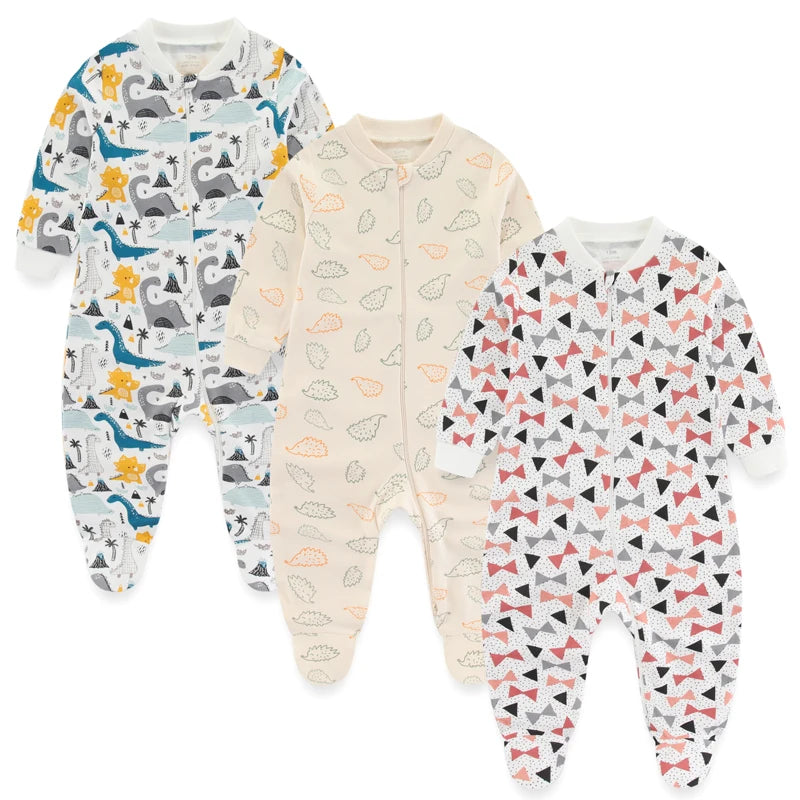 3-Piece Newborn Cotton Baby Bodysuit Set Long Sleeve