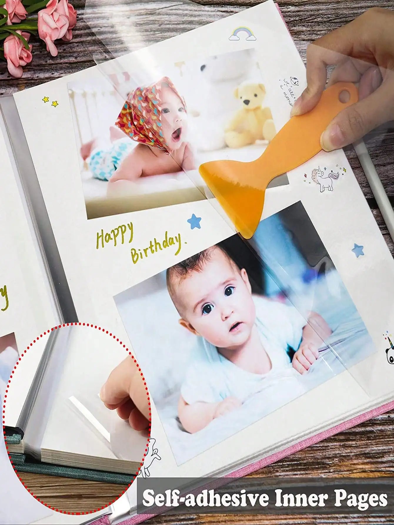 אלבום תמונות לתינוק עם ערכת טביעת רגל ומזכרות