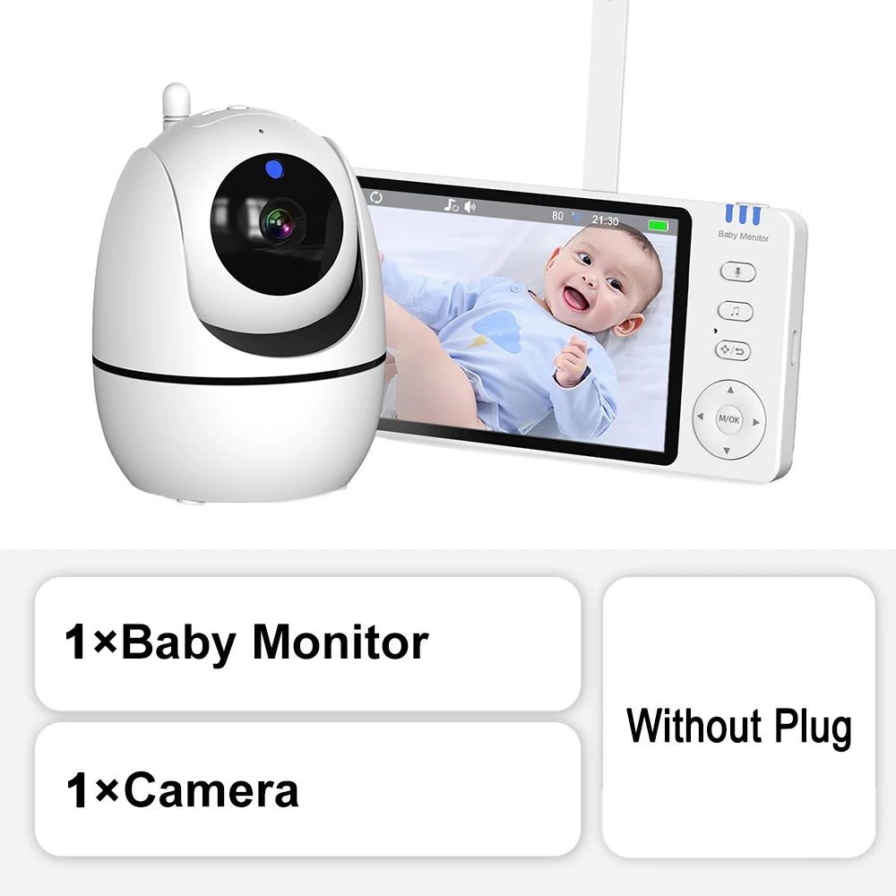 Video Baby Monitor With 5 Inch HD Screen And PTZ Zoom