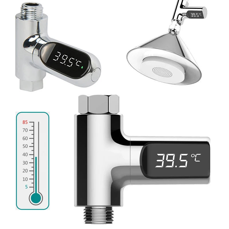 מדחום דיגיטלי חכם למקלחת תינוקות עם תצוגת LED מסתובבת