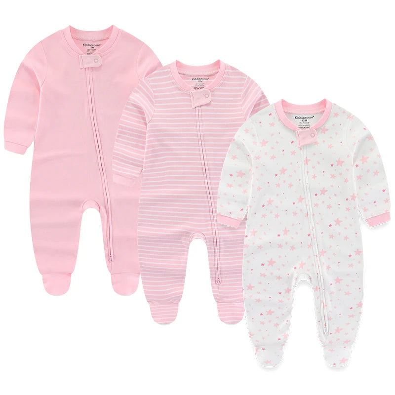 3-Piece Newborn Cotton Baby Bodysuit Set Long Sleeve