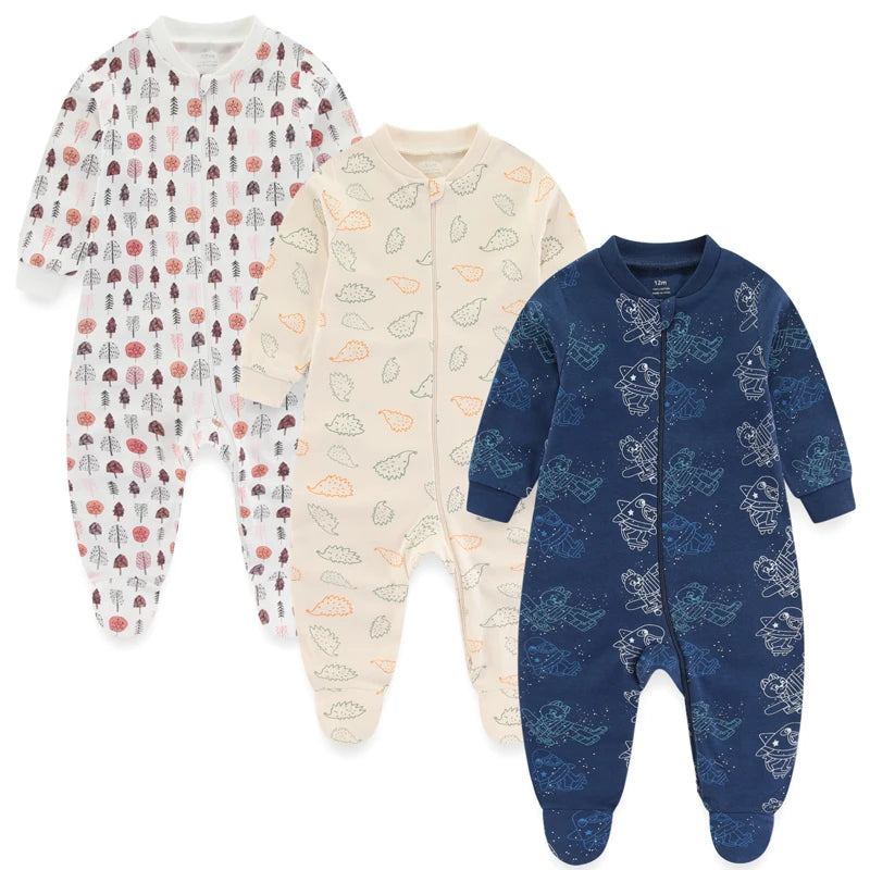 3-Piece Newborn Cotton Baby Bodysuit Set Long Sleeve