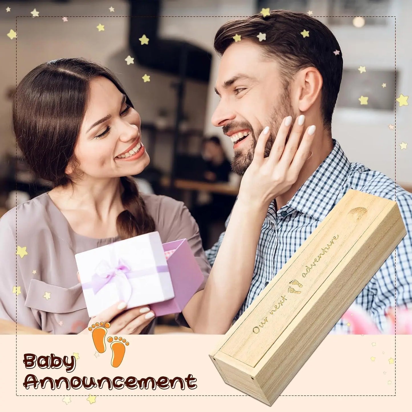 קופסת עץ מעוצבת לתצוגת בדיקת הריון למזכרת וארגון