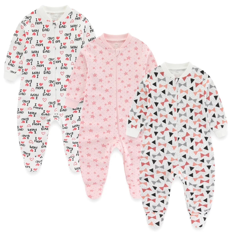 3-Piece Newborn Cotton Baby Bodysuit Set Long Sleeve