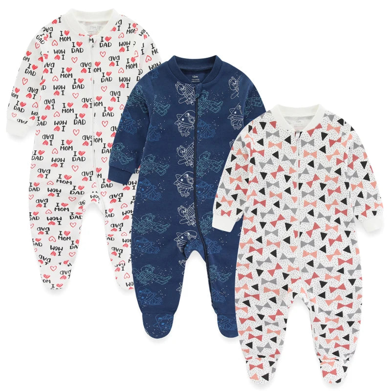 3-Piece Newborn Cotton Baby Bodysuit Set Long Sleeve