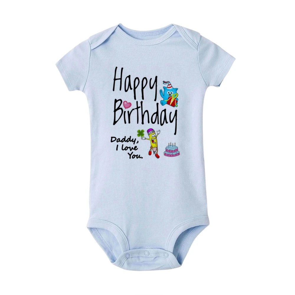 בגד גוף לתינוק Happy Birthday Daddy בעיצוב חגיגי