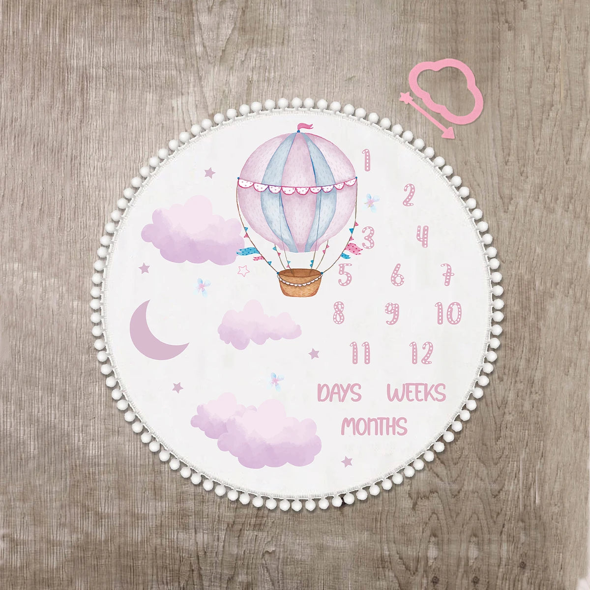 שמיכת אבני דרך לתינוק עם לוח שנה חודשי 100x100 ס"מ