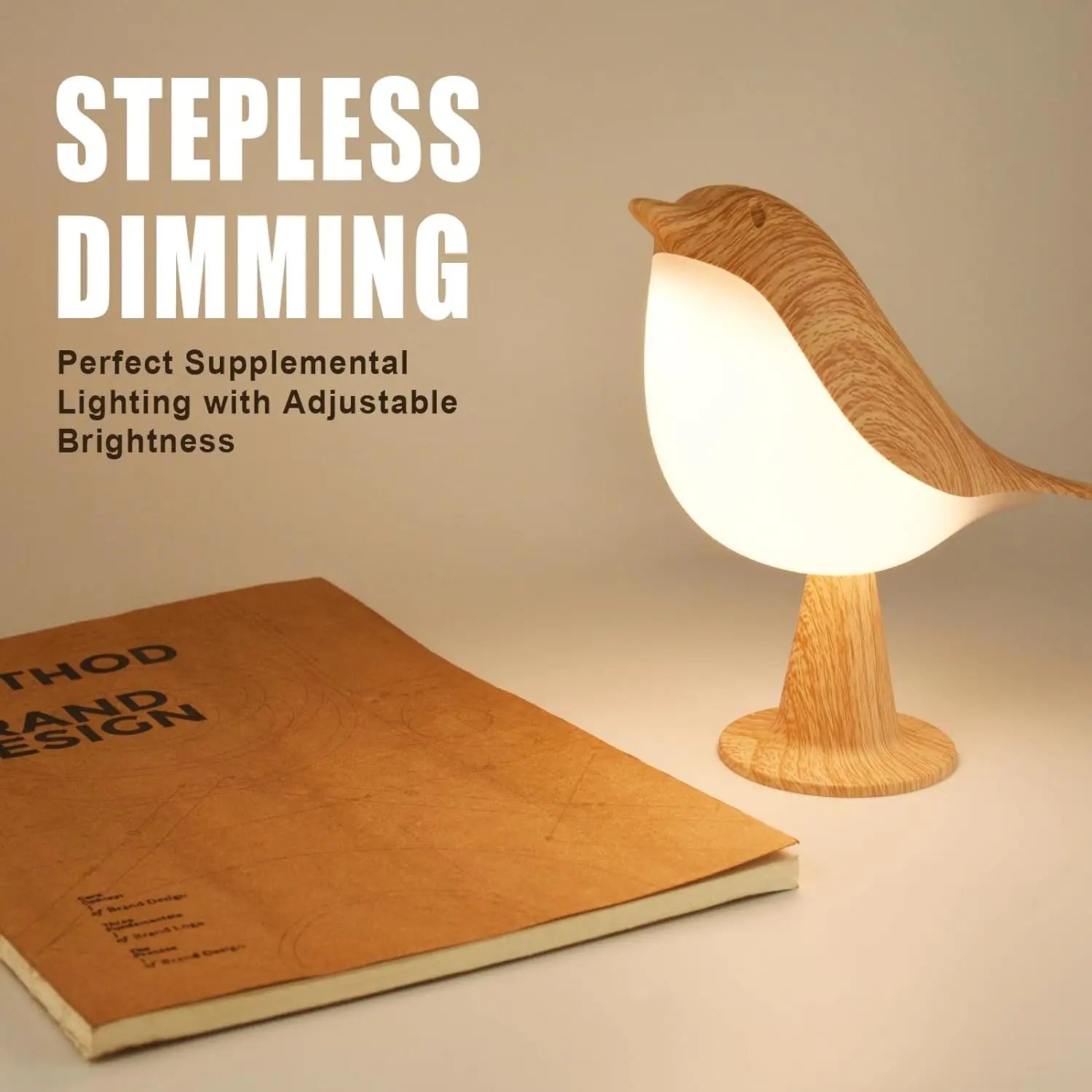 LED Touch-Control Bird Night Lamp Dimmable Rechargeable Yellow