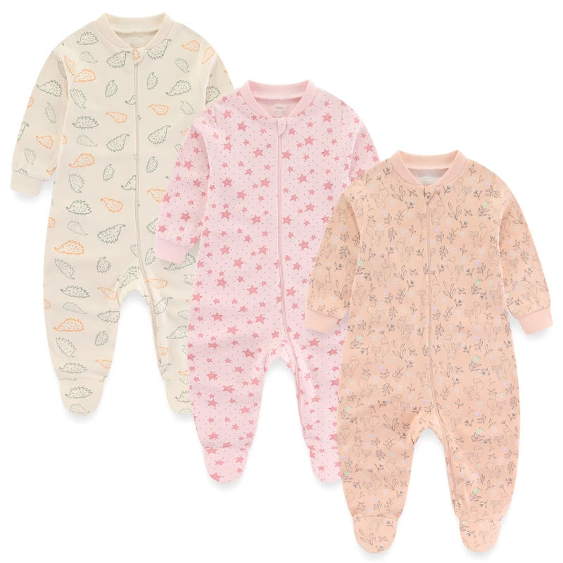 3-Piece Newborn Cotton Baby Bodysuit Set Long Sleeve