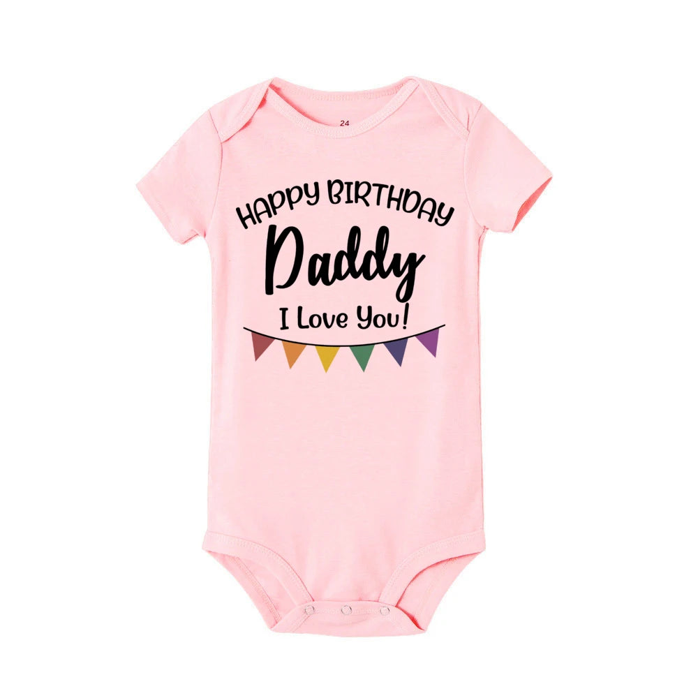 בגד גוף לתינוק Happy Birthday Daddy בעיצוב חגיגי