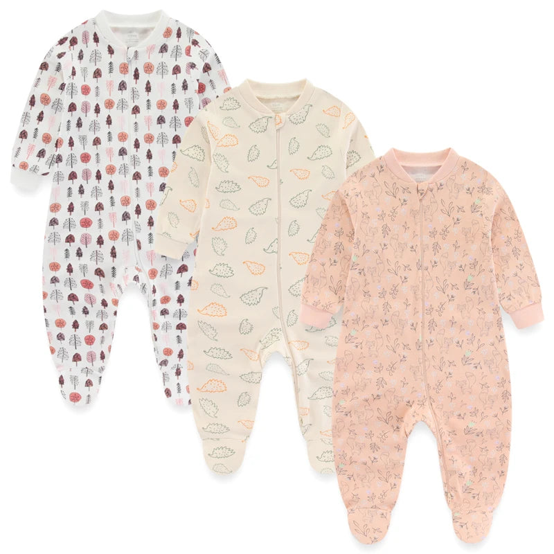 3-Piece Newborn Cotton Baby Bodysuit Set Long Sleeve