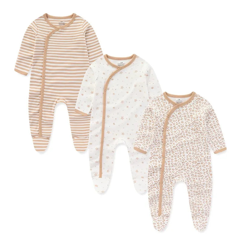 3-Piece Newborn Cotton Baby Bodysuit Set Long Sleeve