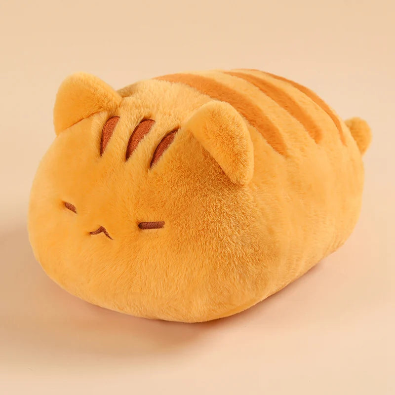 Soft orange striped cat plush pillow, 45cm, for cuddling and decor.