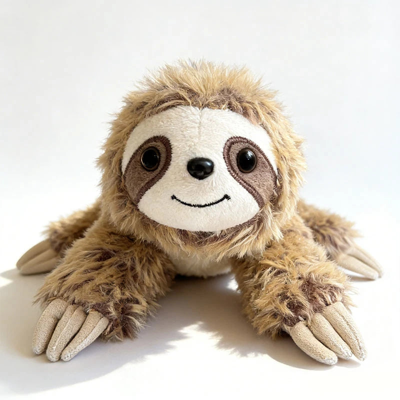 Cute brown sloth magnetic plush toy with soft fur and embroidered face.