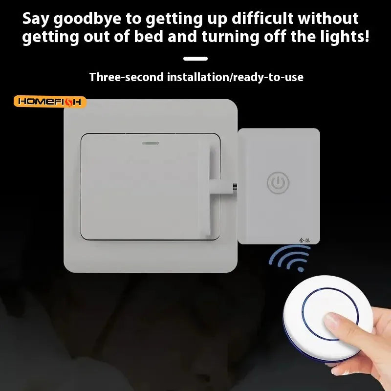 White ABS automatic light switch button pusher with remote control for smart home.