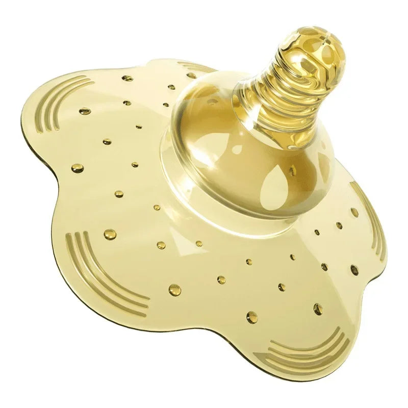 Soft, transparent amber silicone nipple shield for comfortable and safe breastfeeding.