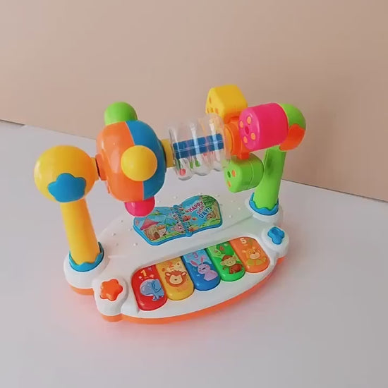 פסנתר מוזיקלי 4 ב-1 לתינוקות עם טחנת רוח מסתובבת