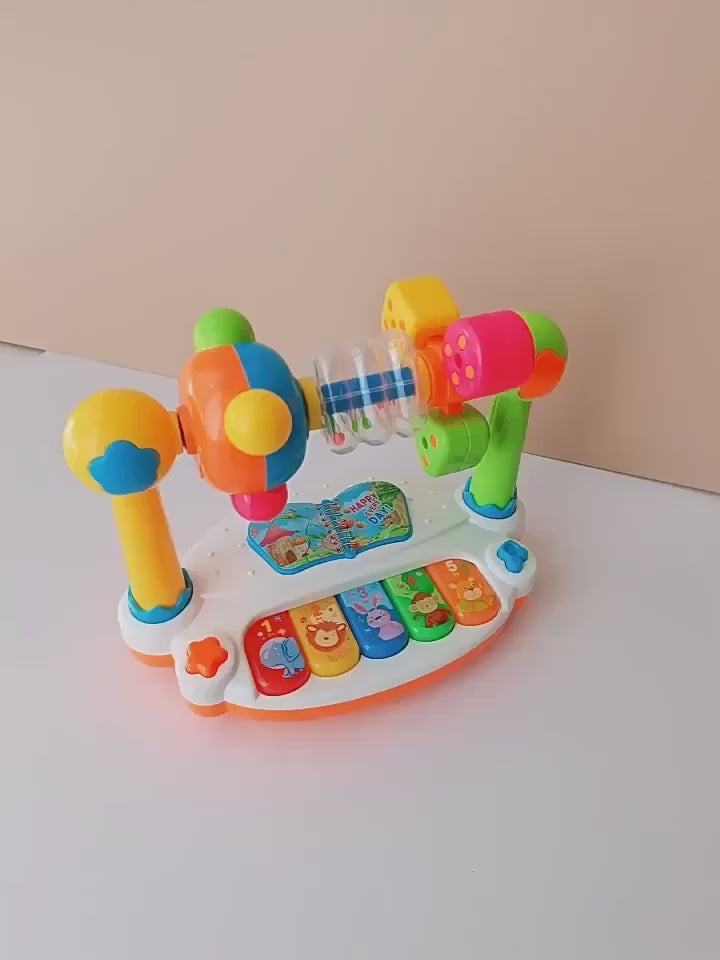 פסנתר מוזיקלי 4 ב-1 לתינוקות עם טחנת רוח מסתובבת