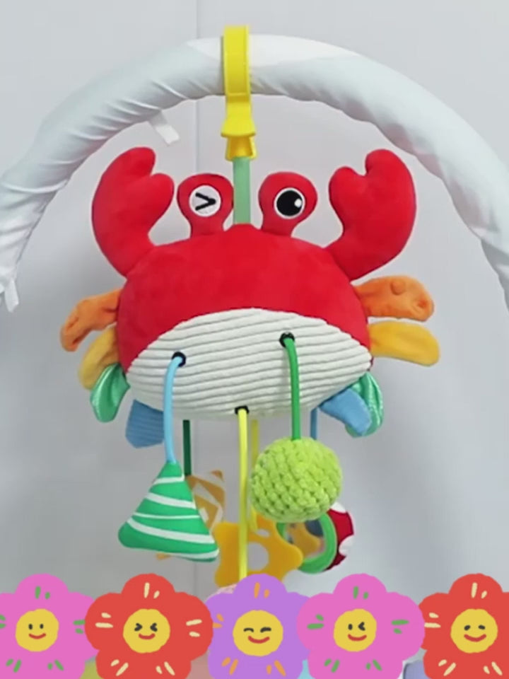 צעצוע תלייה לעריסה עם מנגנון משיכה וצלילים לתינוק