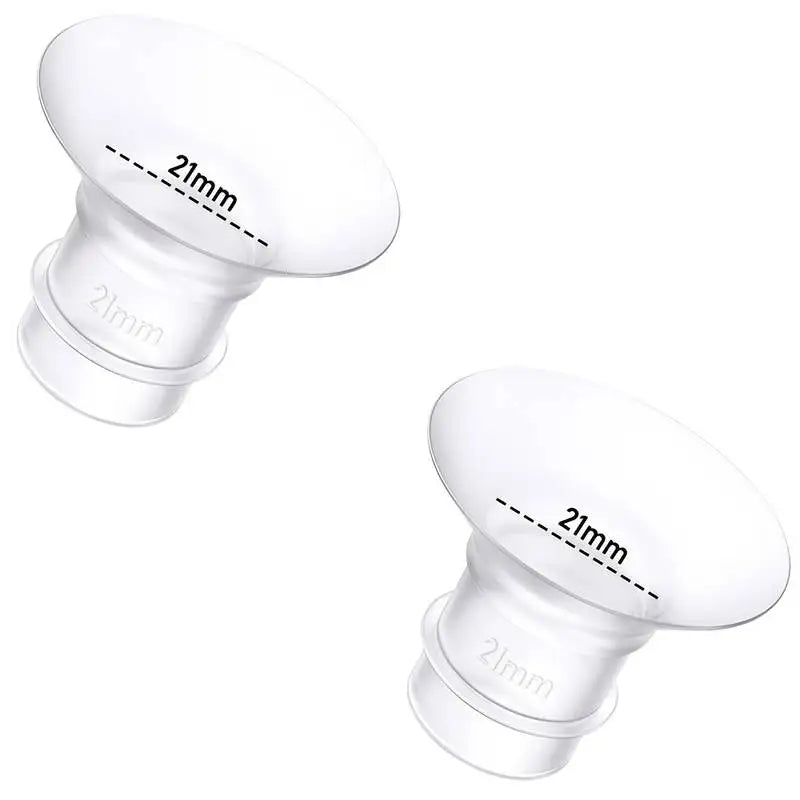 Clear silicone breast pump flange inserts, 21mm, for comfortable and efficient pumping.